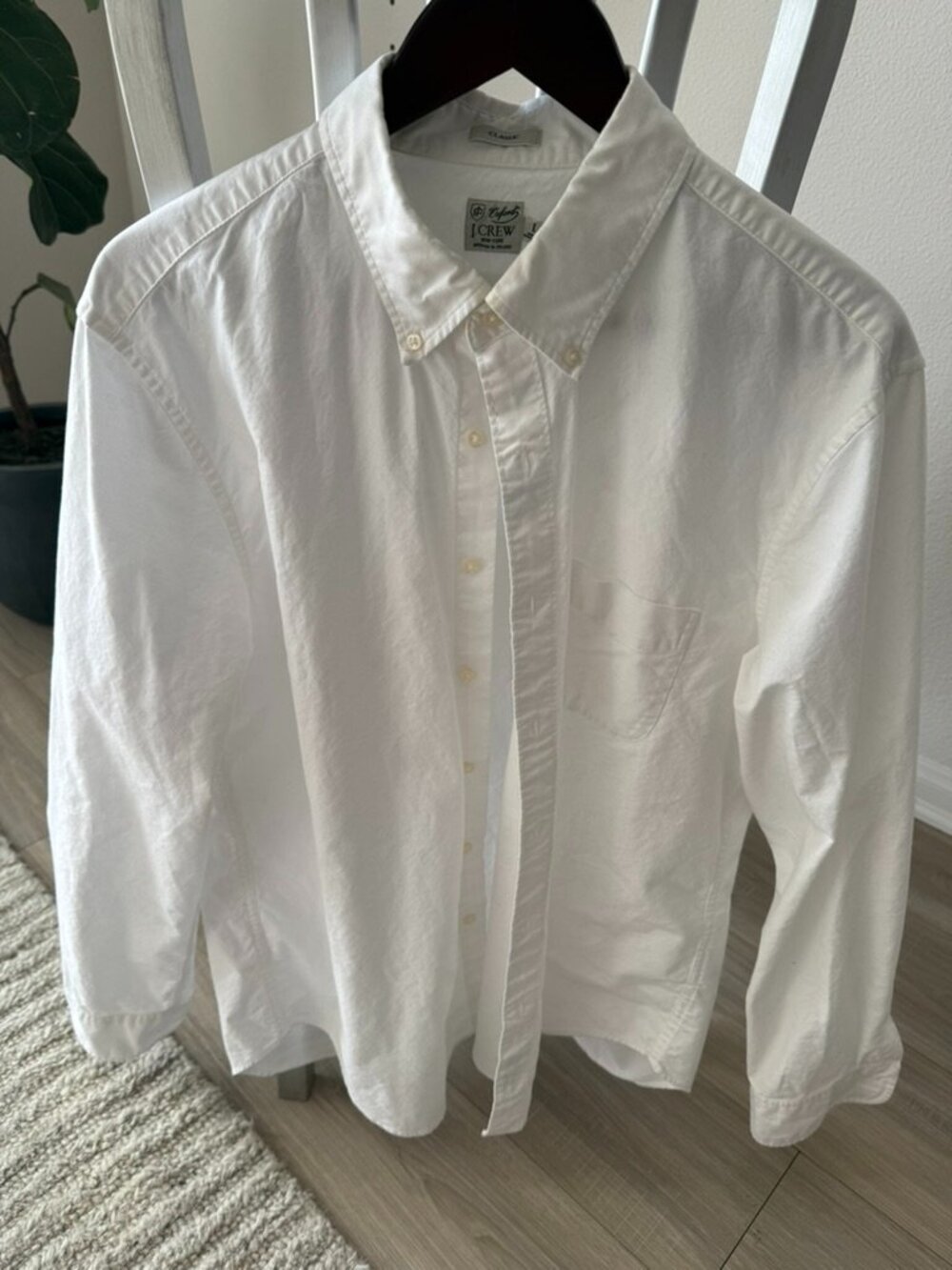 J.Crew Classic Fit White Oxford Shirt Large